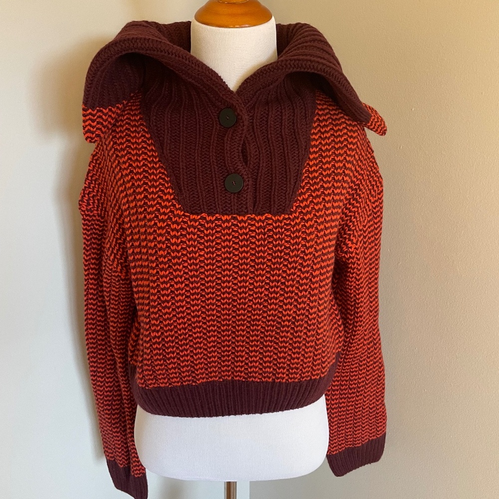 Massimo Dutti Quarter Button Crop Sweater (Size XS)